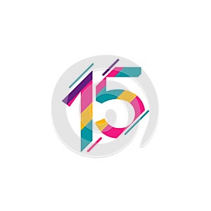 15 Years Anniversary Celebration Full Color Vector Template Design Illustration