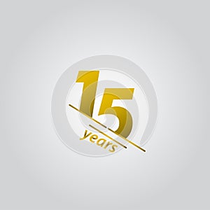 15 Years Anniversary Celebration Gold Line Vector Template Design Illustration