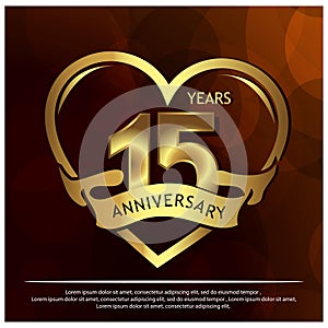 15 years anniversary golden. anniversary template design for web, game ,Creative poster, booklet, leaflet, flyer, magazine, invita
