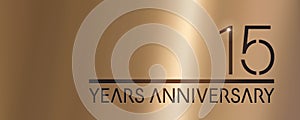 15 years anniversary vector logo, icon. Graphic symbol with metallic number for 15th anniversary