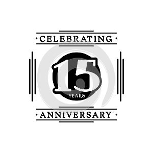 15 years celebrating anniversary design template. 15th logo. Vector and illustration.