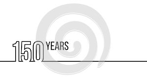 150 years anniversary or birthday. Linear outline graphics. Can be used for printing materials, brouchures, covers, reports.