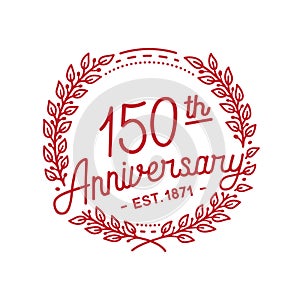 150 years anniversary celebration with laurel wreath. 150th anniversary logo.