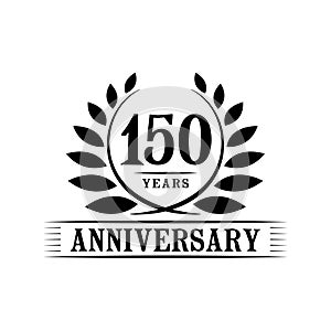 150 years anniversary celebration logo. 150th anniversary luxury design template. Vector and illustration.