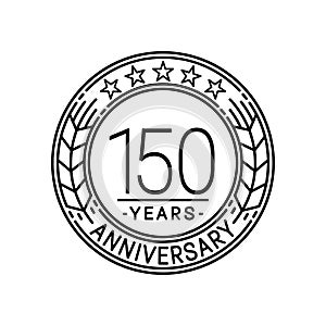 150 years anniversary celebration logo template. 150th line art vector and illustration.