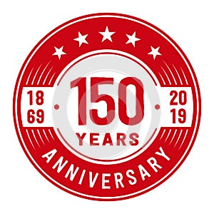 150years celebrating anniversary design template. 150th anniversary logo. Vector and illustration.