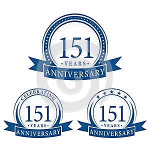 151 years anniversary celebration logotype. 151st anniversary logo collection. Set of anniversary design template.