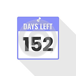 152 Days Left Countdown sales icon. 152 days left to go Promotional banner