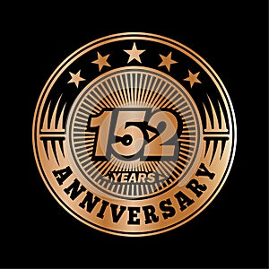 152 years anniversary celebration. 152nd anniversary logo design. 152years logo.