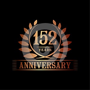 152 years anniversary celebration logo. 152nd anniversary luxury design template. Vector and illustration.