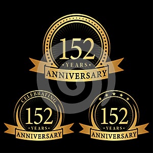 152 years anniversary celebration logotype. 152nd anniversary logo collection. Set of anniversary design template.