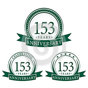 153 years anniversary celebration logotype. 153rd anniversary logo collection. Set of anniversary design template.