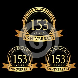 153 years anniversary celebration logotype. 153rd anniversary logo collection. Set of anniversary design template.