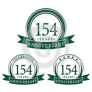 154 years anniversary celebration logotype. 154th anniversary logo collection. Set of anniversary design template.