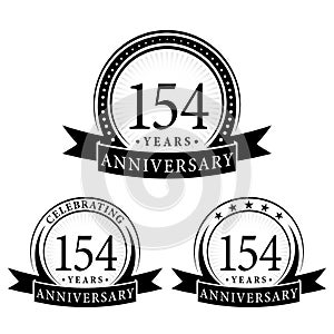 154 years anniversary celebration logotype. 154th anniversary logo collection. Set of anniversary design template.