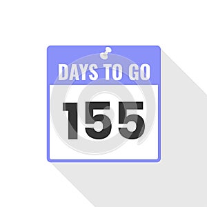 155 Days Left Countdown sales icon. 155 days left to go Promotional banner