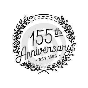 155 years anniversary celebration with laurel wreath. 155th anniversary logo.