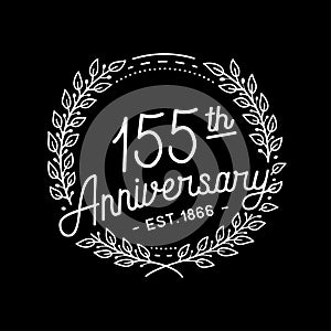 155 years anniversary celebration with laurel wreath. 155th anniversary logo.