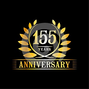 155 years anniversary celebration logo. 155th anniversary luxury design template. Vector and illustration.