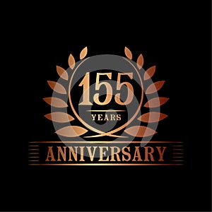 155 years anniversary celebration logo. 155th anniversary luxury design template. Vector and illustration.