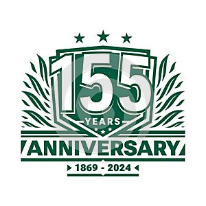 155 years anniversary celebration shield design template. 155th anniversary logo. Vector and illustration.