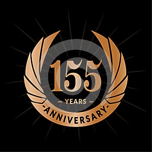 155 years anniversary design template. Elegant anniversary logo design. 155 years logo.