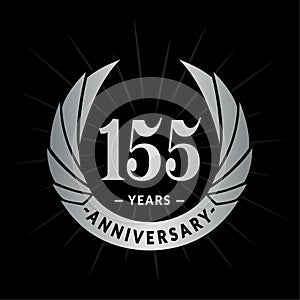 155 years anniversary design template. Elegant anniversary logo design. 155 years logo.