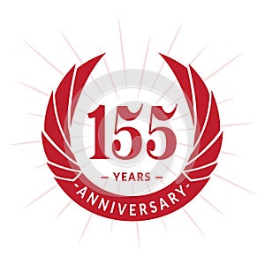 155 years anniversary design template. Elegant anniversary logo design. 155 years logo.