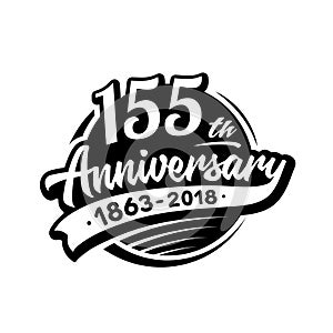 155 years anniversary design template. Vector and illustration. 155th logo.