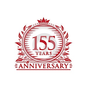 155 years celebrating anniversary design template. 155th anniversary logo. Vector and illustration.