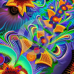 1550 Digital Abstract Fractals: A futuristic and mesmerizing background featuring digital abstract fractal patterns with intrica