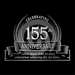 155th anniversary design template. 155 years logo. 155 years vector and illustration.