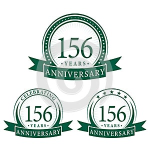 156 years anniversary celebration logotype. 156th anniversary logo collection. Set of anniversary design template.