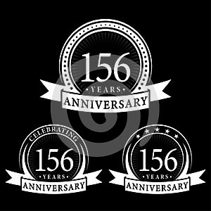 156 years anniversary celebration logotype. 156th anniversary logo collection. Set of anniversary design template.