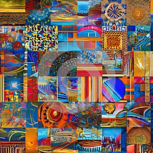 1568 Abstract Digital Art Collage: A creative and eclectic background featuring abstract digital art collage with a mix of textu