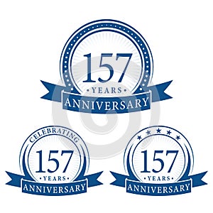 157 years anniversary celebration logotype. 157th anniversary logo collection. Set of anniversary design template.