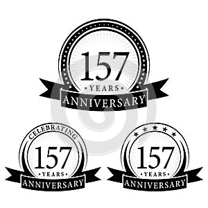 157 years anniversary celebration logotype. 157th anniversary logo collection. Set of anniversary design template.