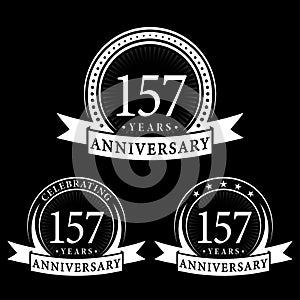 157 years anniversary celebration logotype. 157th anniversary logo collection. Set of anniversary design template.