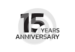 15th anniversary logo. 15 years celebrating icon or badge. Vector illustration.