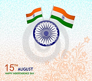 15th august wishes card illustration with flag