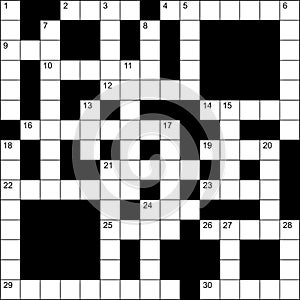 15x15 crossword puzzle. Grid with numbers. Vector illustration