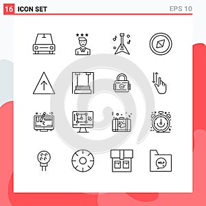 16 Creative Icons Modern Signs and Symbols of amusement, growth, guitar, career, orientation