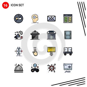 16 Creative Icons Modern Signs and Symbols of announcement, campaign, inbox, user, content