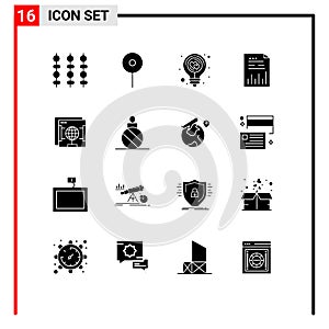 16 Creative Icons Modern Signs and Symbols of brower, file, energy, document, analytics