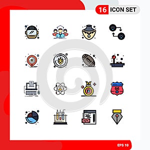 16 Creative Icons Modern Signs and Symbols of business, maps, nacklace, location, change