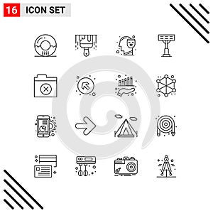 16 Creative Icons Modern Signs and Symbols of folder, delete, human, stadium, construction