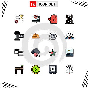 16 Creative Icons Modern Signs and Symbols of genetic, code, education, chain, meal