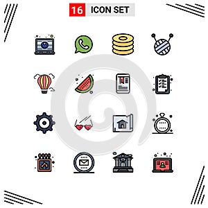 16 Creative Icons Modern Signs and Symbols of hot, air, watts app, balloon, meal