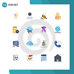 16 Creative Icons Modern Signs and Symbols of income, finance, woman, coins, runner
