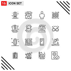 16 Creative Icons Modern Signs and Symbols of lab, science, human, medicine, warranty